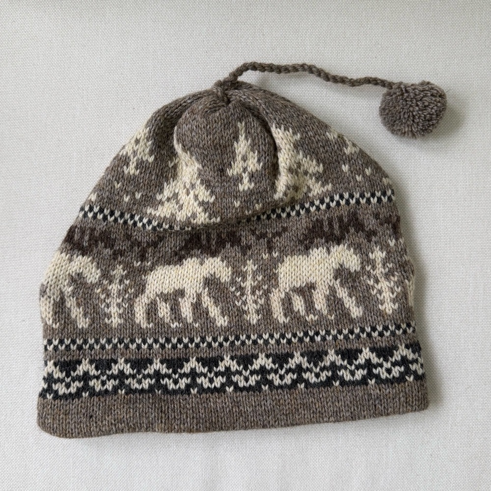 The Renewable Resource | Vintage Moose Knit Winter Hat Wool Blend Made in USA - Picture 2 of 5